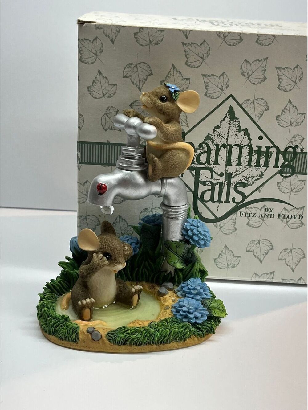 Fitz & Floyd Charming Tales Showered With Friendship Mice Playing With Water